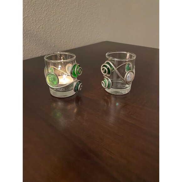 Pair of Decorative Art Glass Votive Candle Holders - Picture 5 of 6